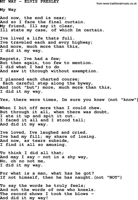 my way lyrics|songtekst my way.
